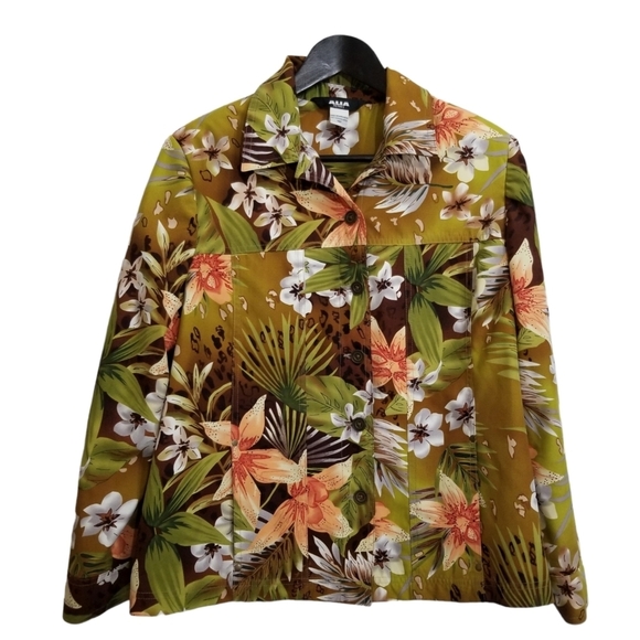Alia Petite Size 14 Floral Jacket - Green, Brown, Orange - Picture 1 of 12